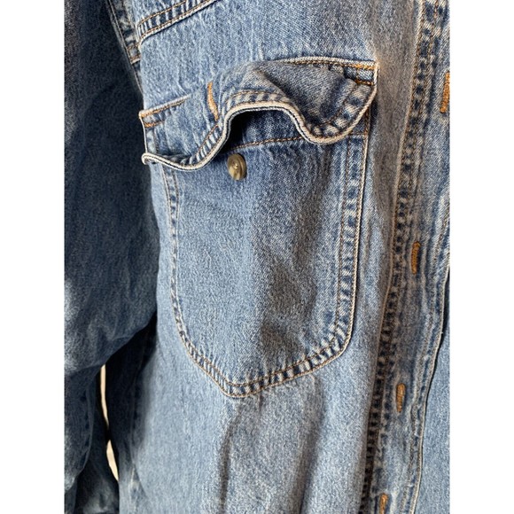 Medium Original Arizona Jean Company Long Sleeve Denim Blue Shirt Button Pockets - Picture 5 of 8